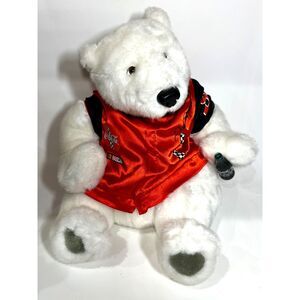 Coca-Cola NASCAR Dale Earnhardt Jr Polar Bear Plush Signed Red Racing Jacket